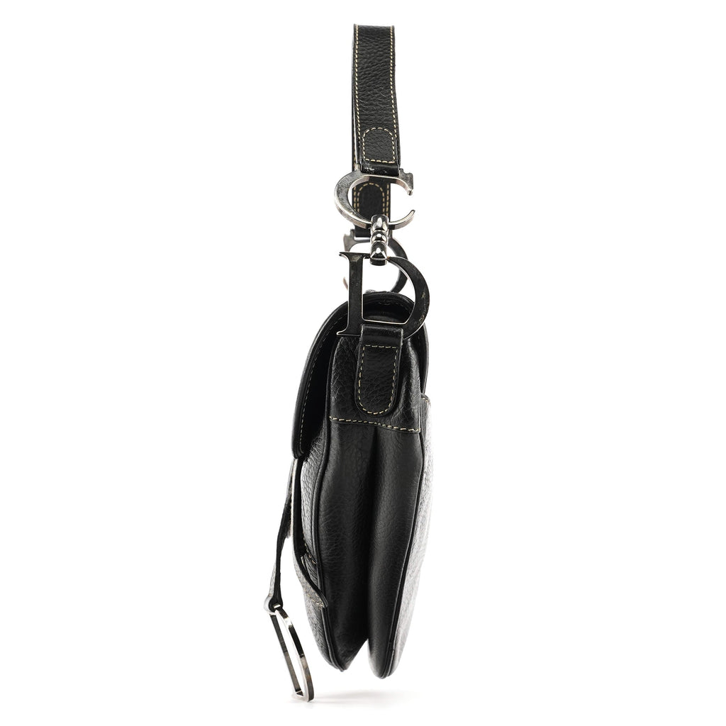 Black Leather Saddle Shoulder Bag