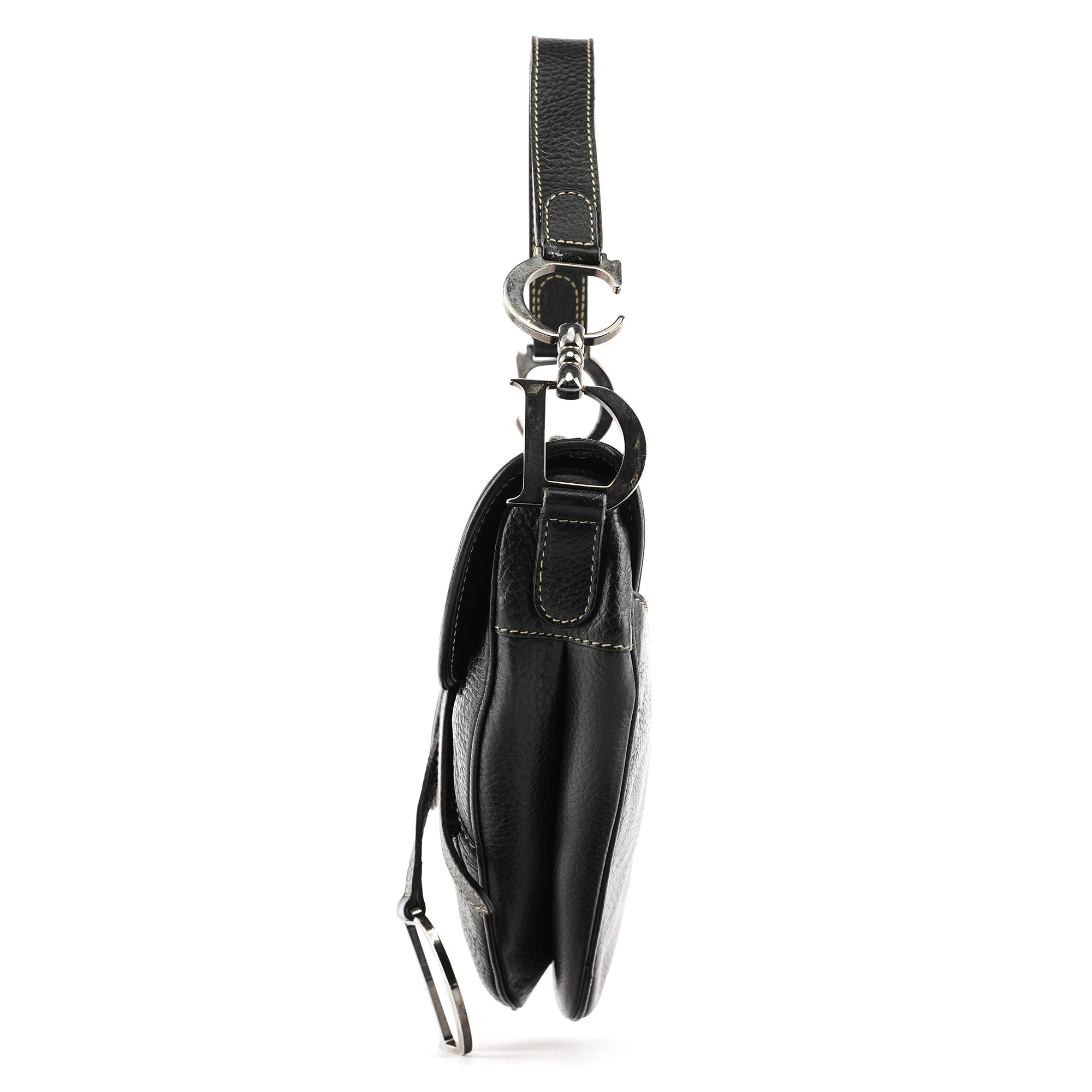 Black Leather Saddle Shoulder Bag