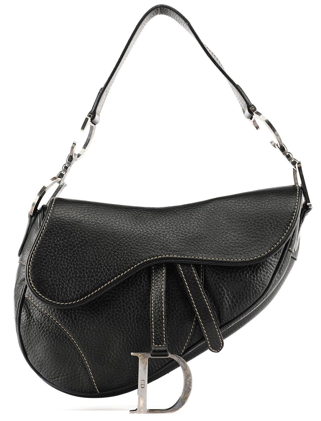 Black Leather Saddle Shoulder Bag