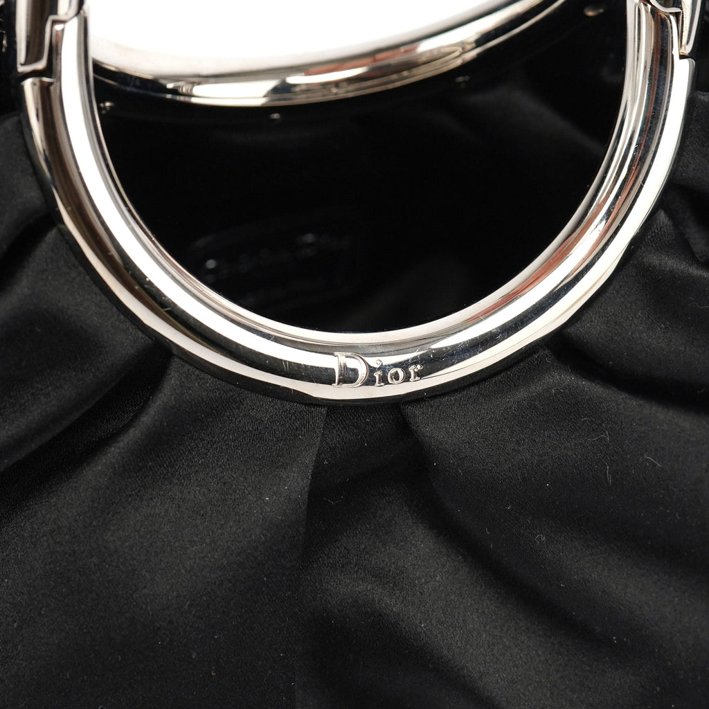 Black Satin Round Handle Mini Bag