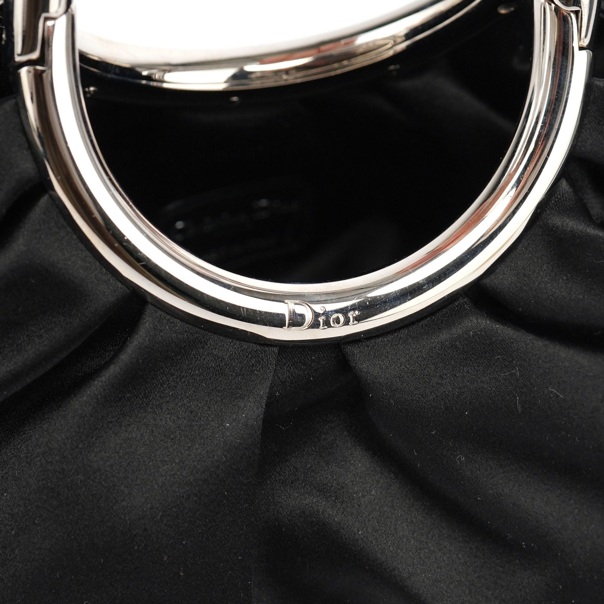Black Satin Round Handle Mini Bag