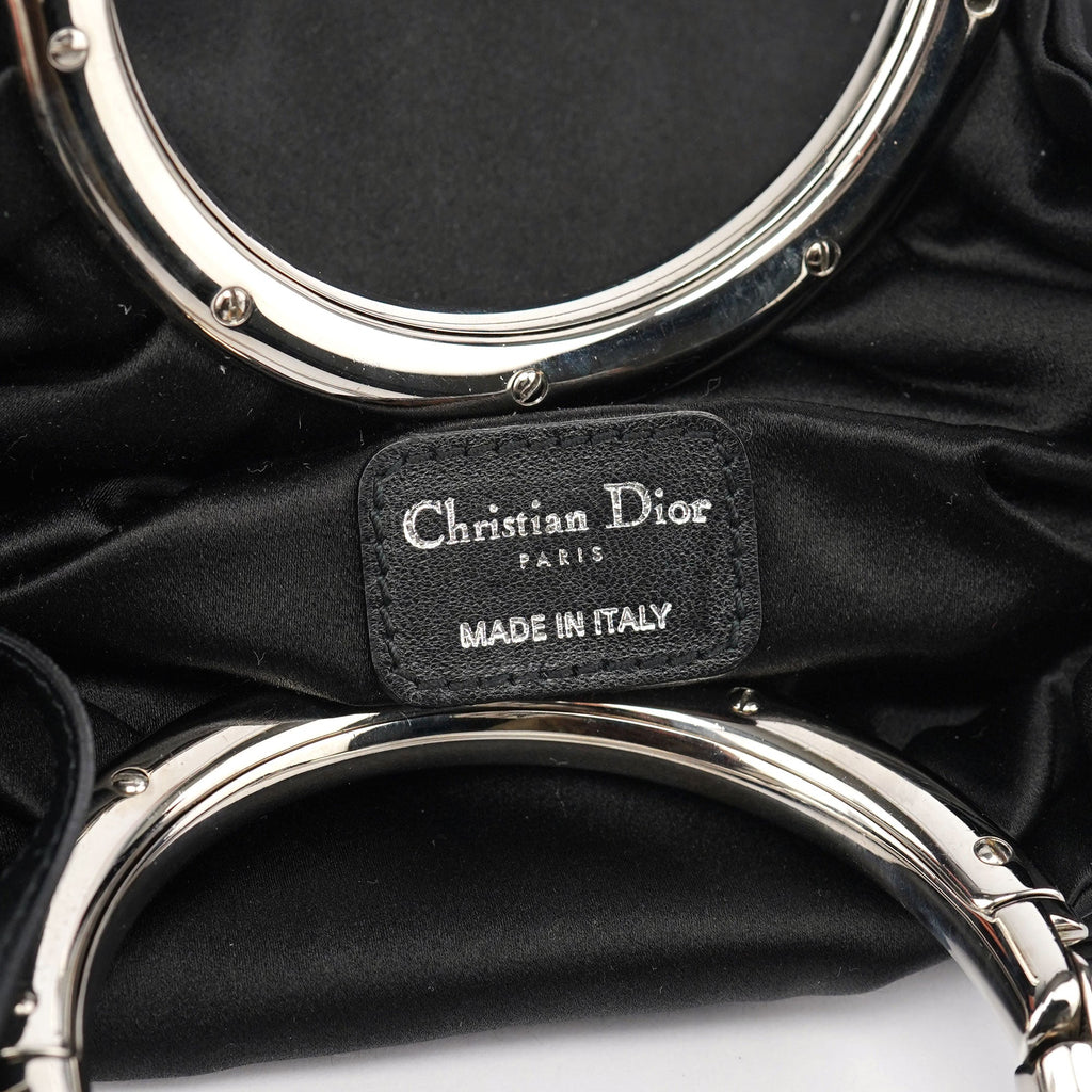 Black Satin Round Handle Mini Bag