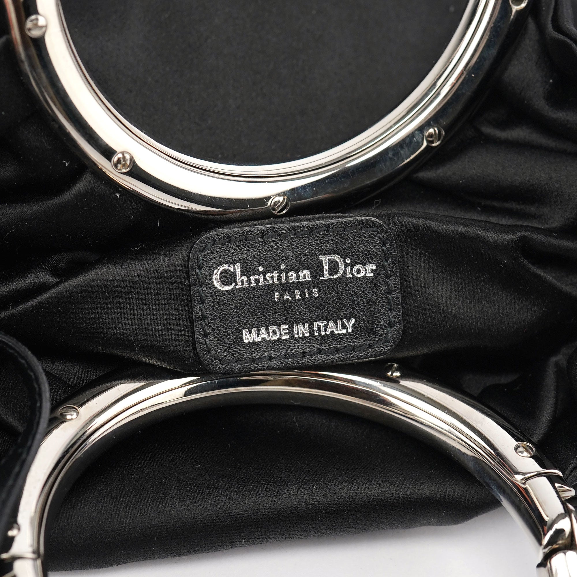 Black Satin Round Handle Mini Bag