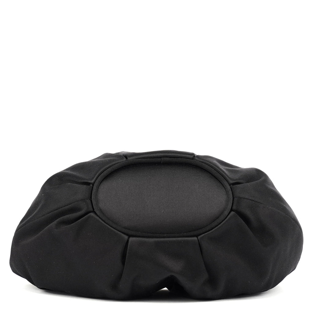 Black Satin Round Handle Mini Bag
