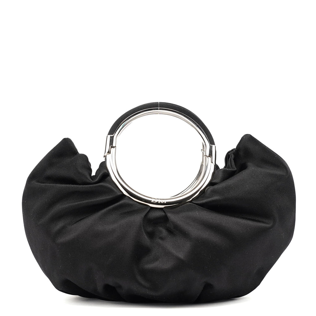 Black Satin Round Handle Mini Bag