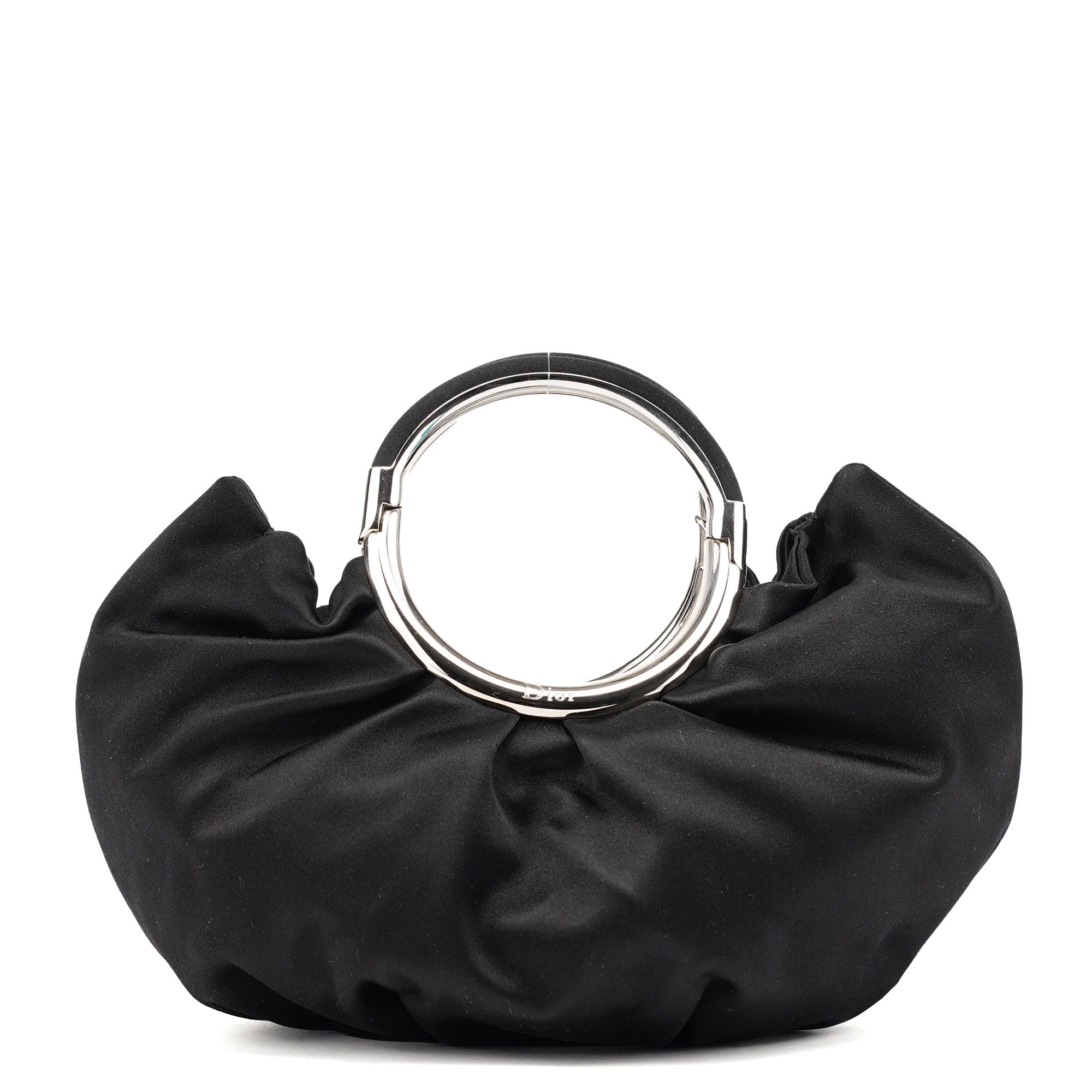 Black Satin Round Handle Mini Bag