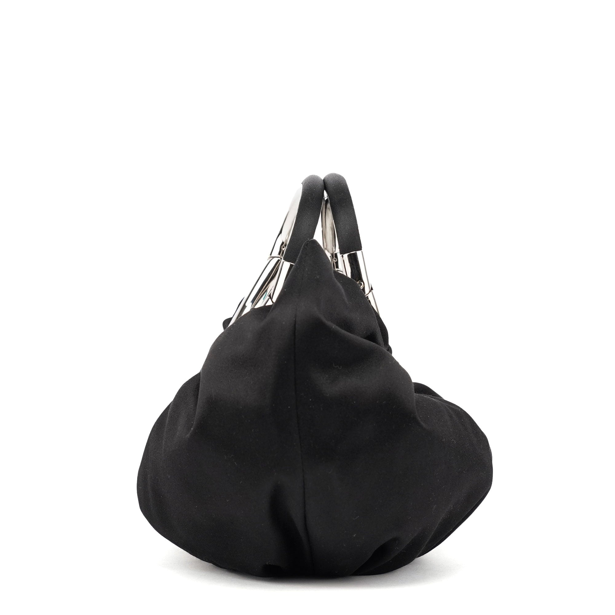 Black Satin Round Handle Mini Bag