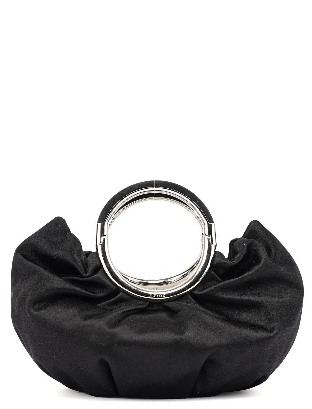 Black Satin Round Handle Mini Bag