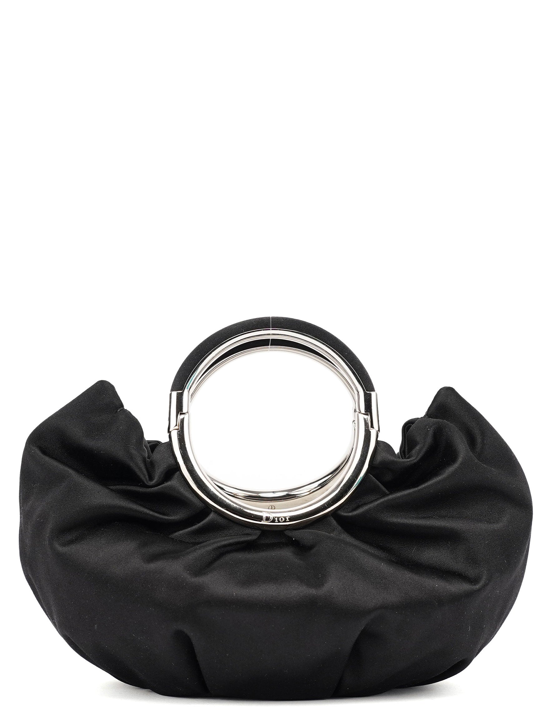 Black Satin Round Handle Mini Bag