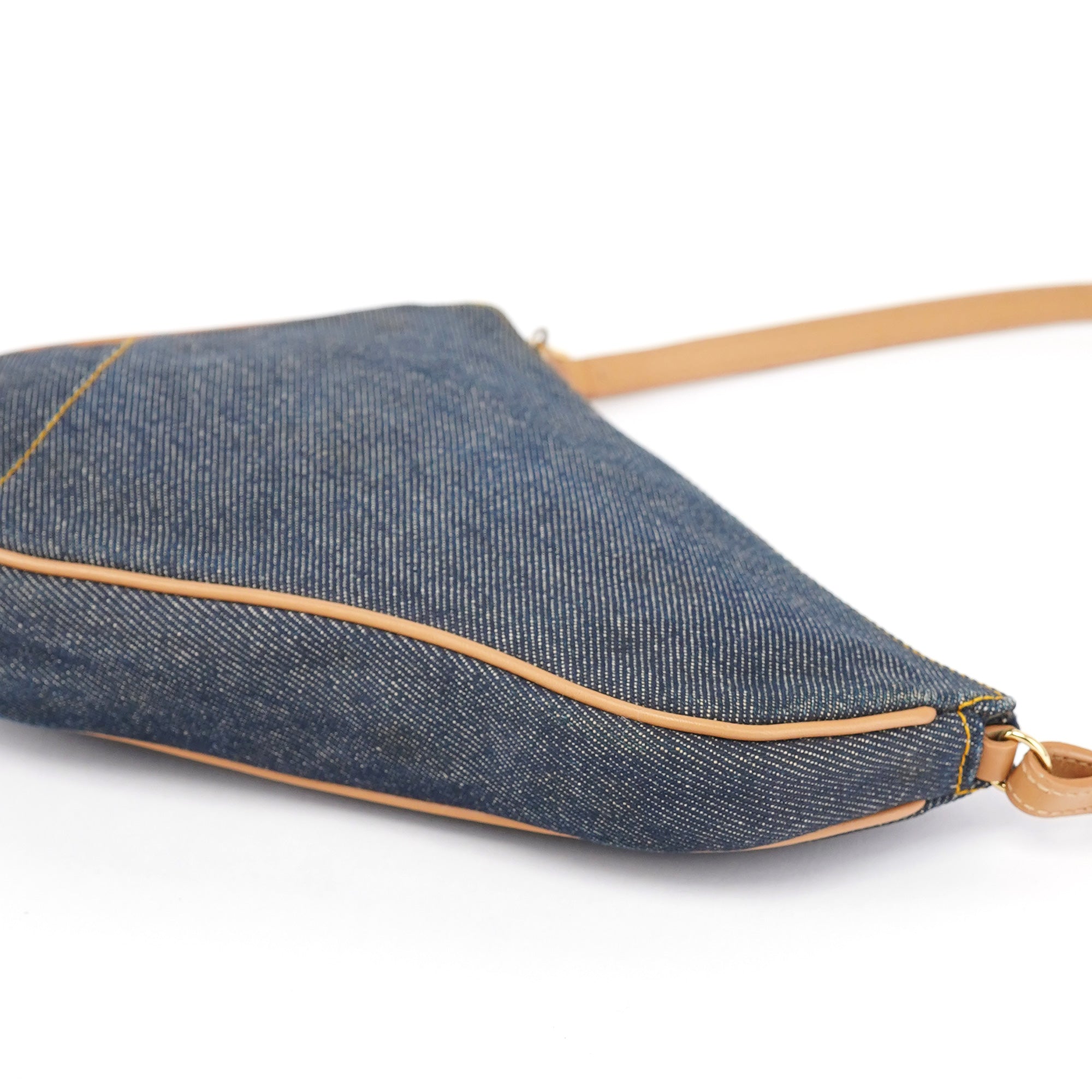 Navy Denim Mini Saddle Shoulder Bag