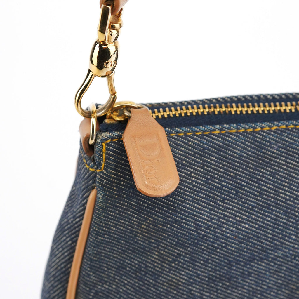 Navy Denim Mini Saddle Shoulder Bag