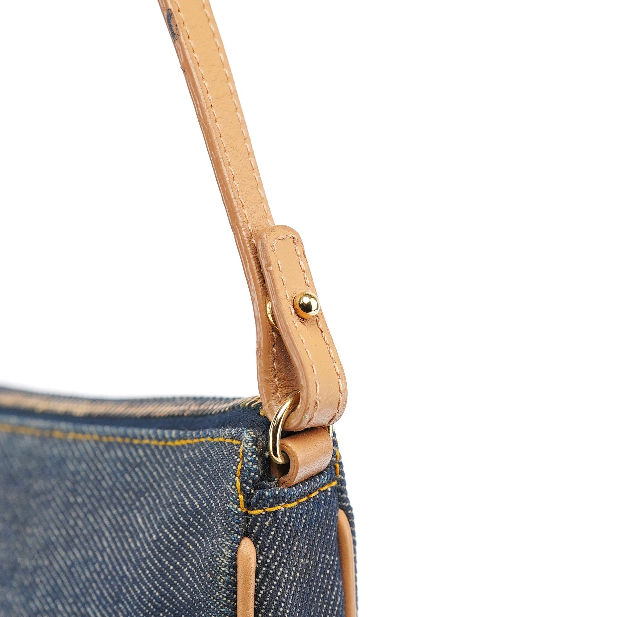 Navy Denim Mini Saddle Shoulder Bag