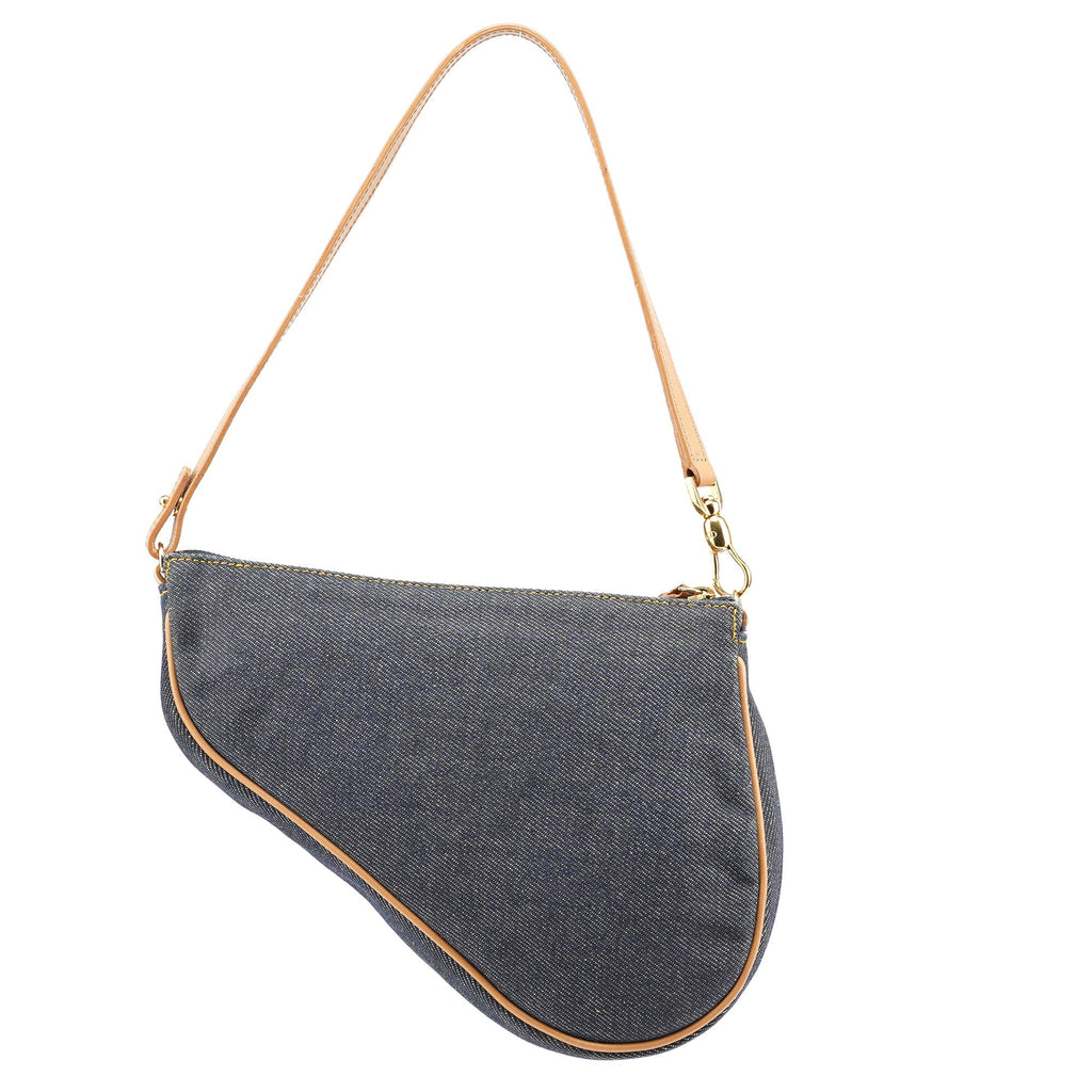 Navy Denim Mini Saddle Shoulder Bag
