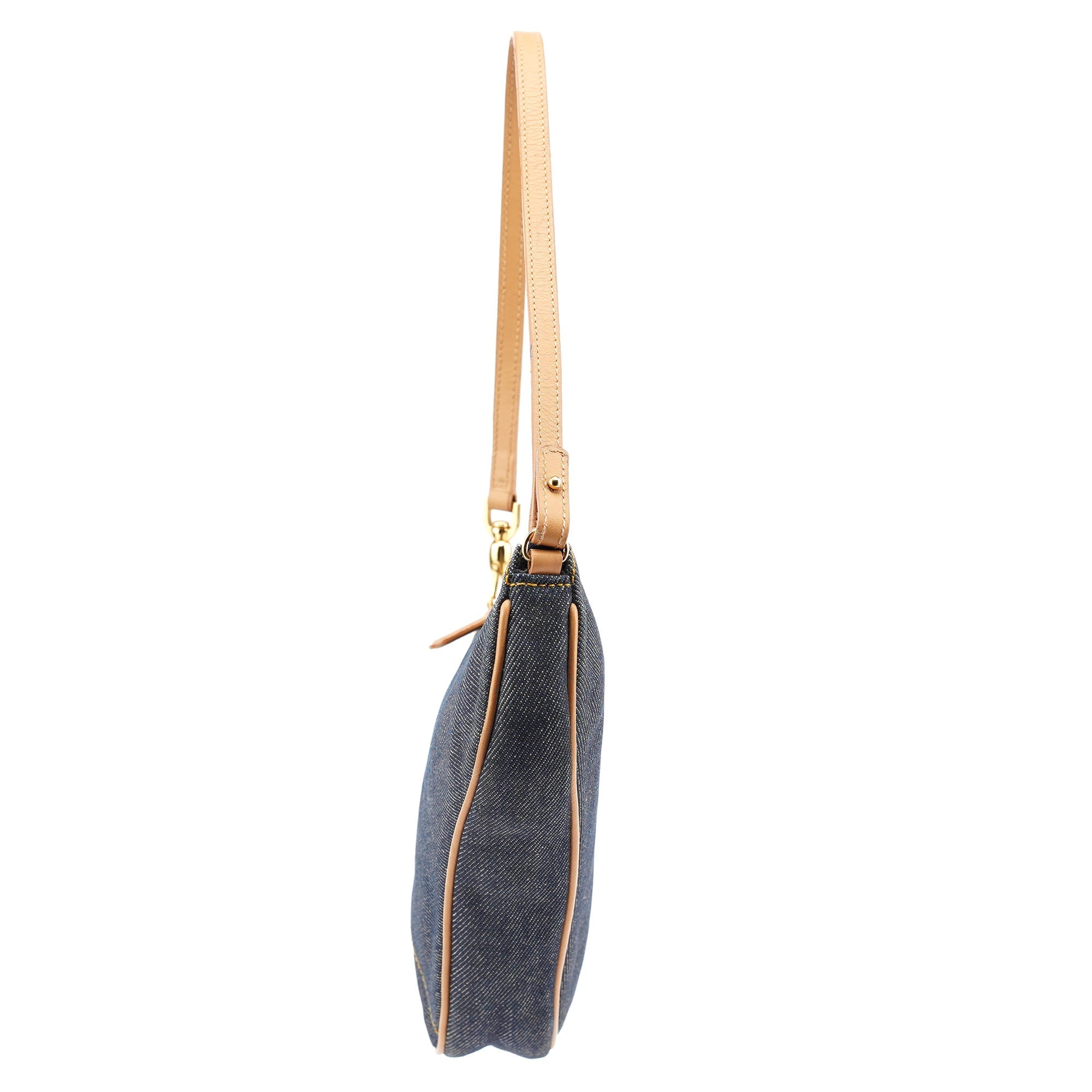 Navy Denim Mini Saddle Shoulder Bag