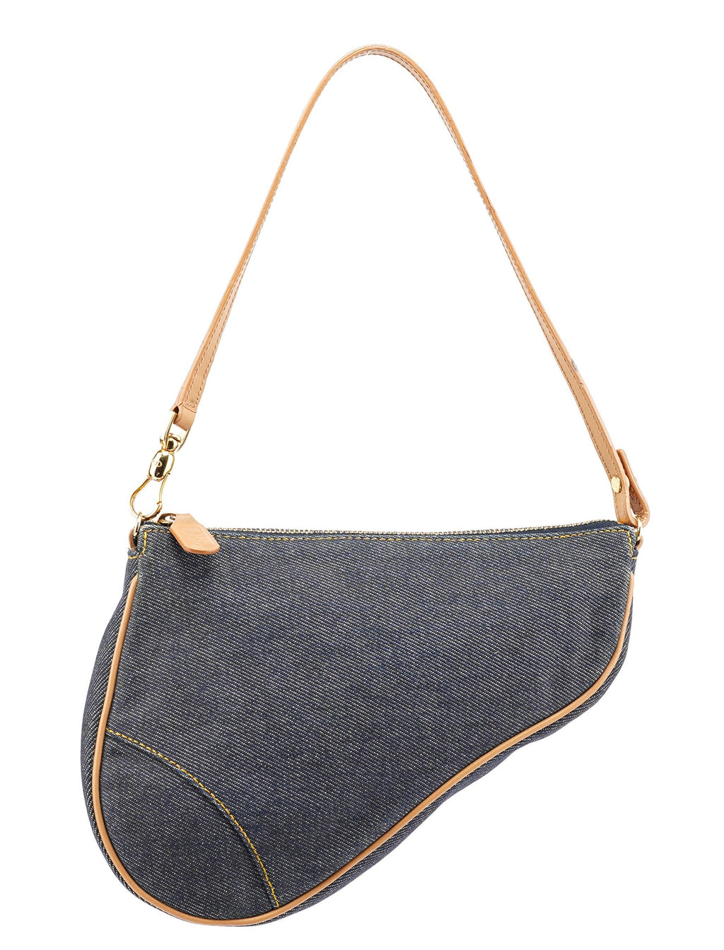 Navy Denim Mini Saddle Shoulder Bag