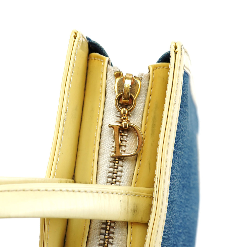 Yellow Navy Denim Diorella Tote Bag