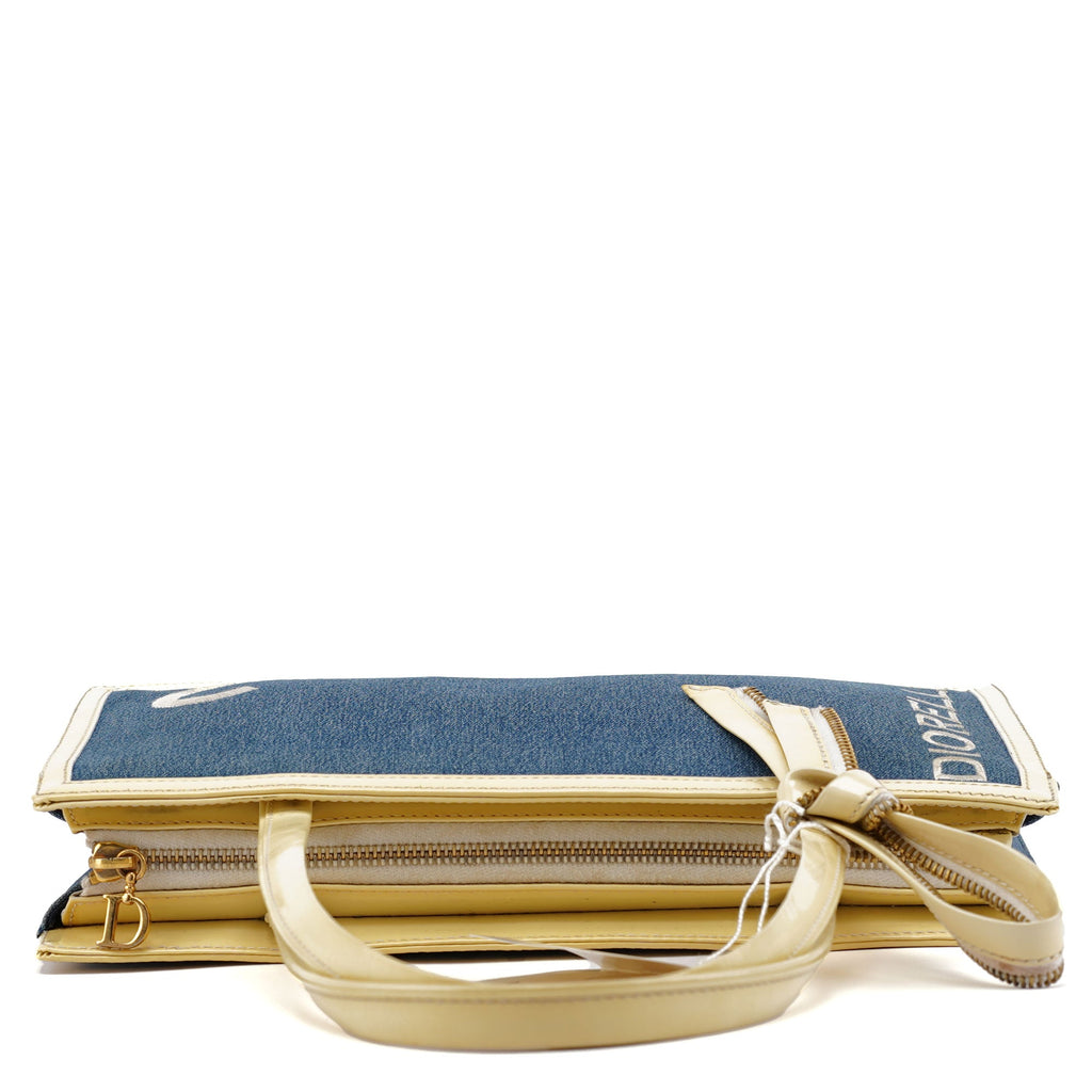 Yellow Navy Denim Diorella Tote Bag