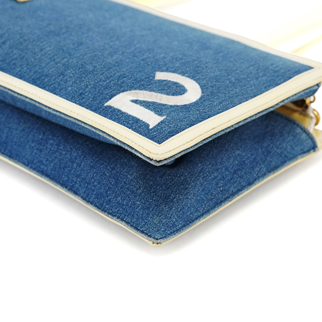 Yellow Navy Denim Diorella Tote Bag