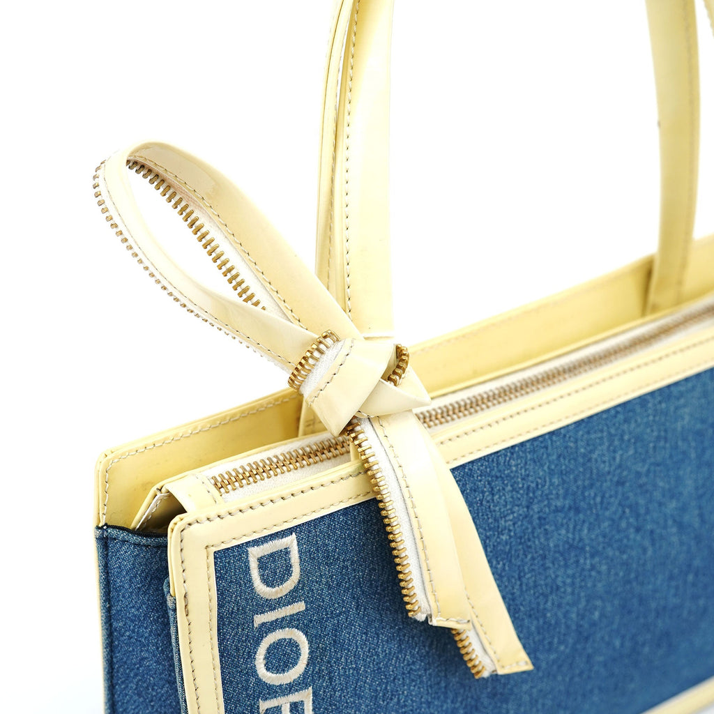 Yellow Navy Denim Diorella Tote Bag
