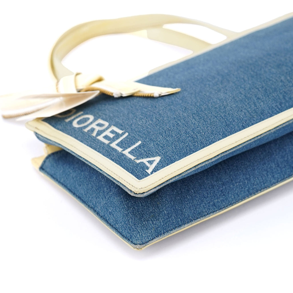 Yellow Navy Denim Diorella Tote Bag