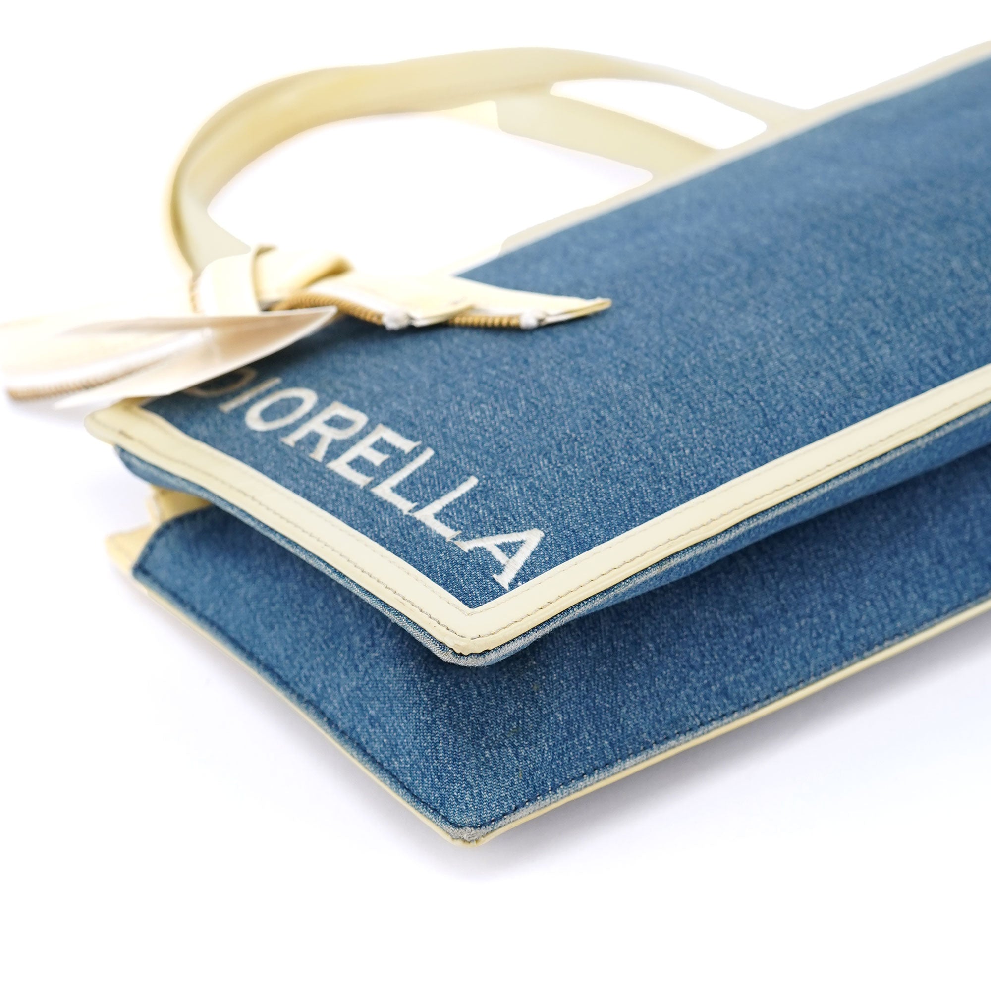 Yellow Navy Denim Diorella Tote Bag