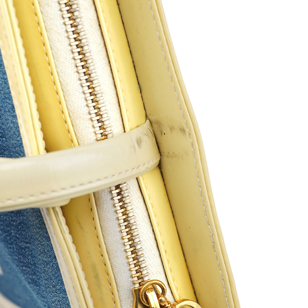 Yellow Navy Denim Diorella Tote Bag