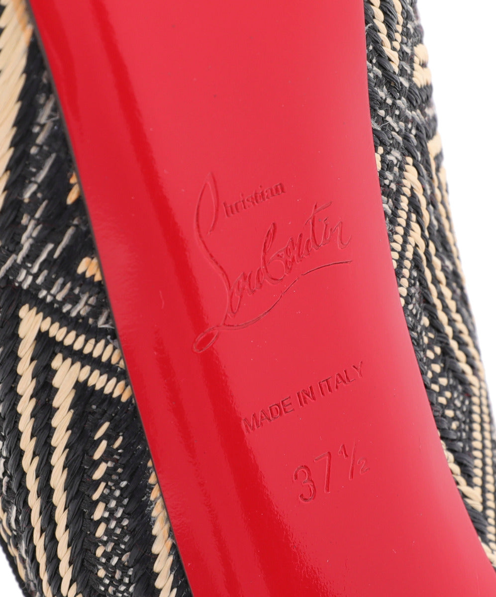 Christian Louboutin Bicolor Aztec Raffia Daffodile Platform Pumps 37.5