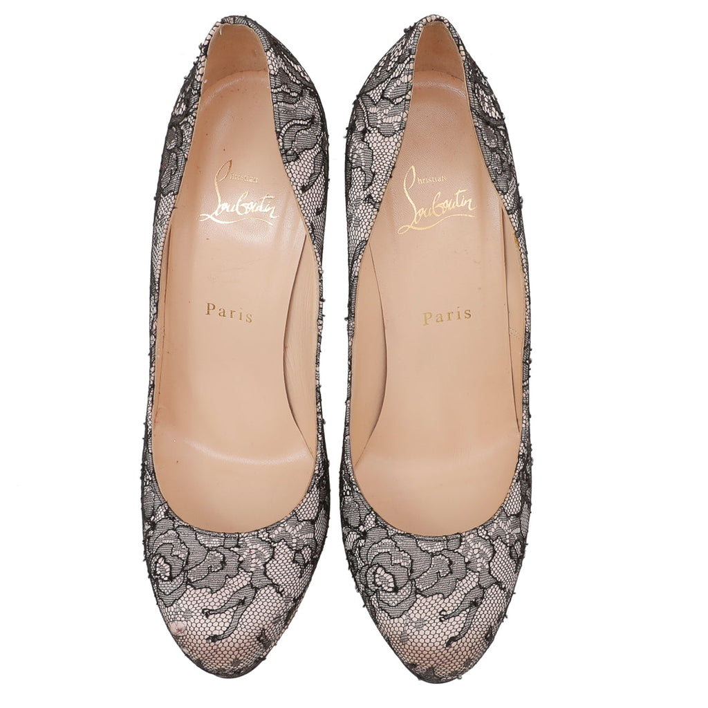 Christian Louboutin Bicolor Bianca Lace 140 Pumps 40