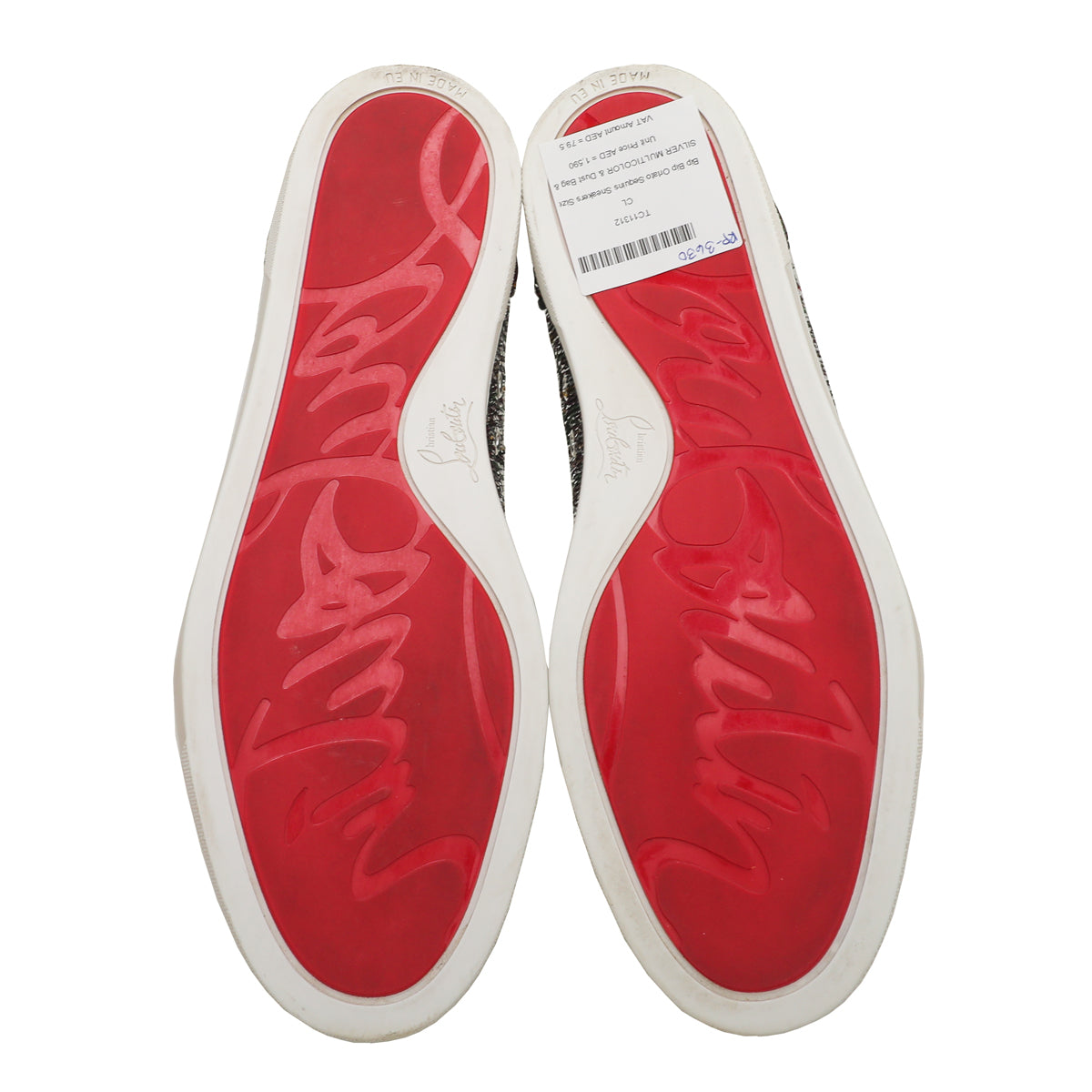 Christian Louboutin Silver Multicolor Sequins Bip Bip Orlato Sneakers 40