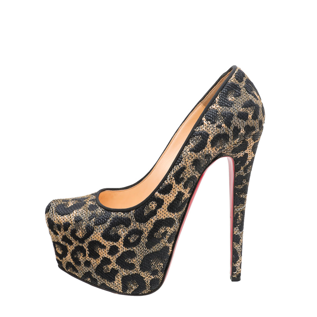 Christian Louboutin Bicolor Raffia Daffodil Leopard Weave 160mm 39.5