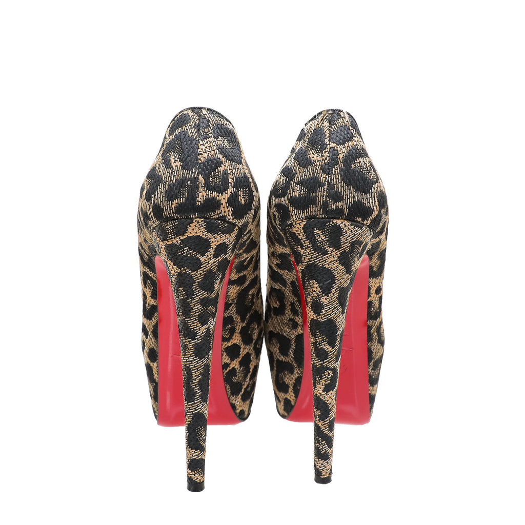 Christian Louboutin Bicolor Raffia Daffodil Leopard Weave 160mm 39.5
