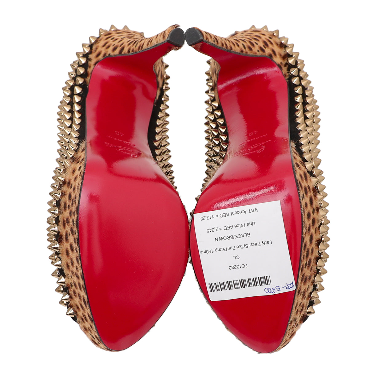 Christian Louboutin Bicolor Lady Spike Peep Fur Pump 150mm 40