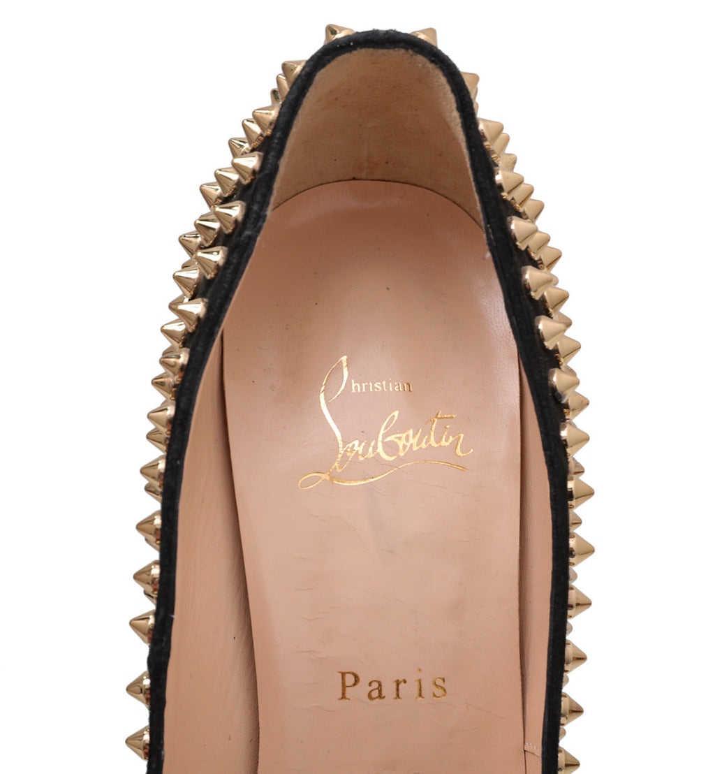 Christian Louboutin Bicolor Lady Spike Peep Fur Pump 150mm 40