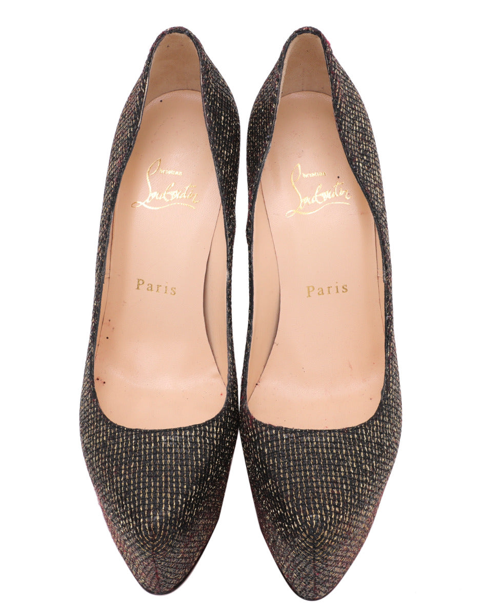 Christian Louboutin Bicolor Lame Daffodile Platform Pumps 37.5