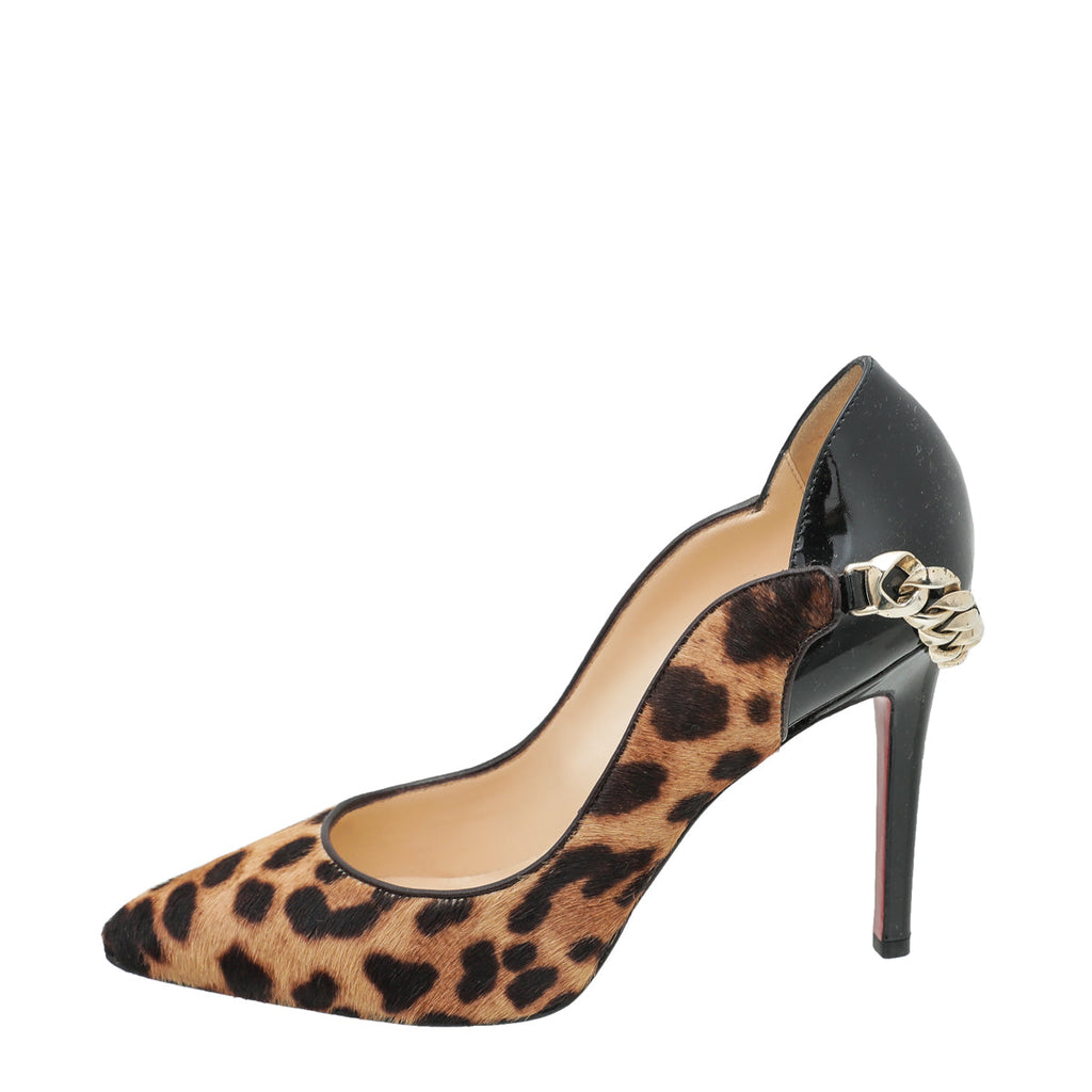 Christian Louboutin Bicolor Leopard Fur Dorepi 100 Pumps 36
