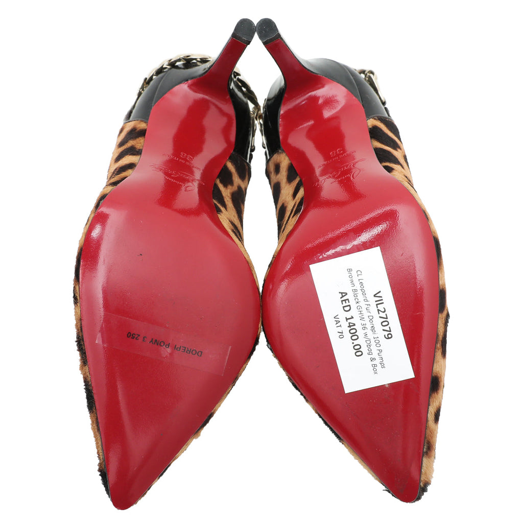 Christian Louboutin Bicolor Leopard Fur Dorepi 100 Pumps 36