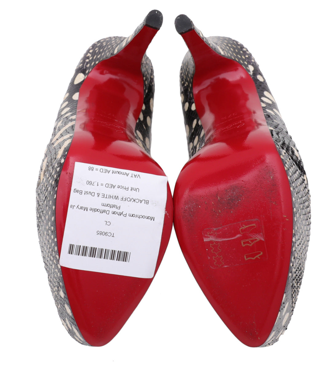 Christian Louboutin Bicolor Monochrom Python Daffodile Mary Jane Platform 37.5