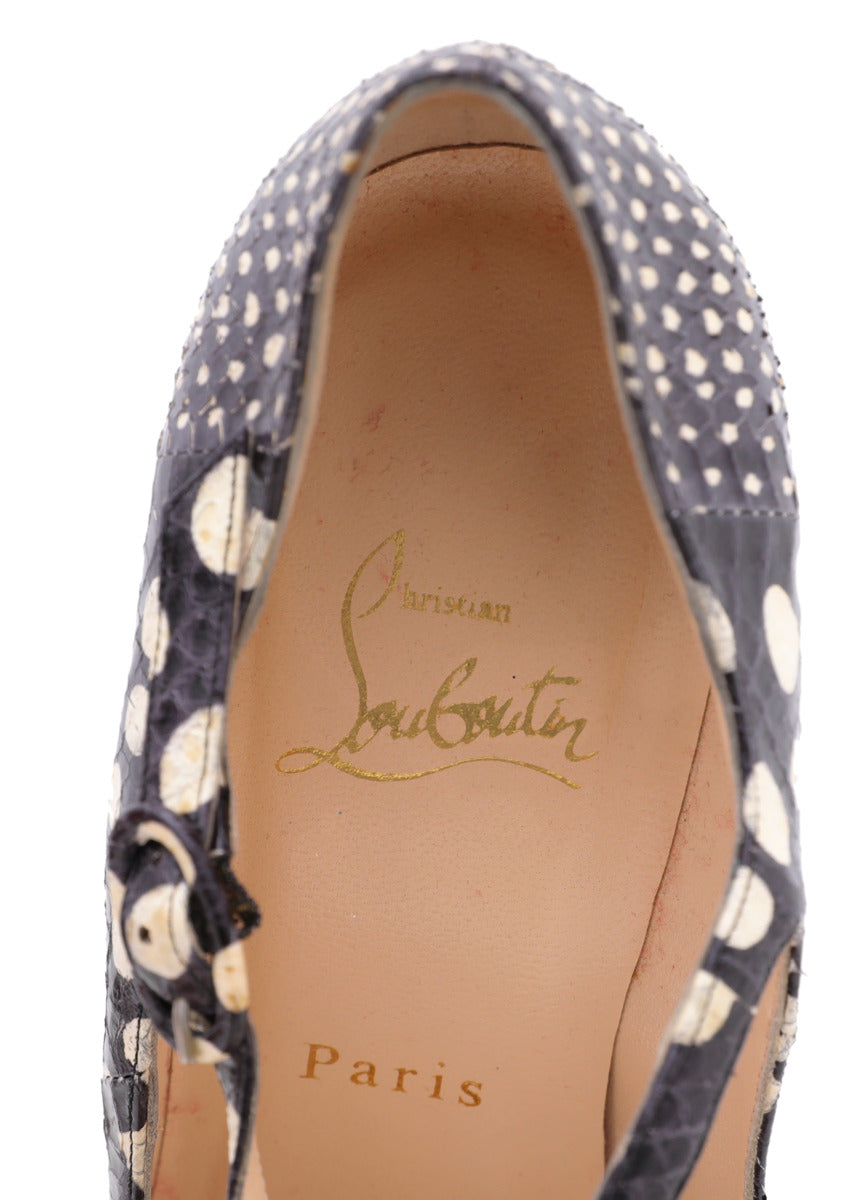 Christian Louboutin Bicolor Monochrom Python Daffodile Mary Jane Platform 37.5