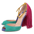 Christian Louboutin Multicolor Suede Otrot Fringe 120 Sandals 36.5