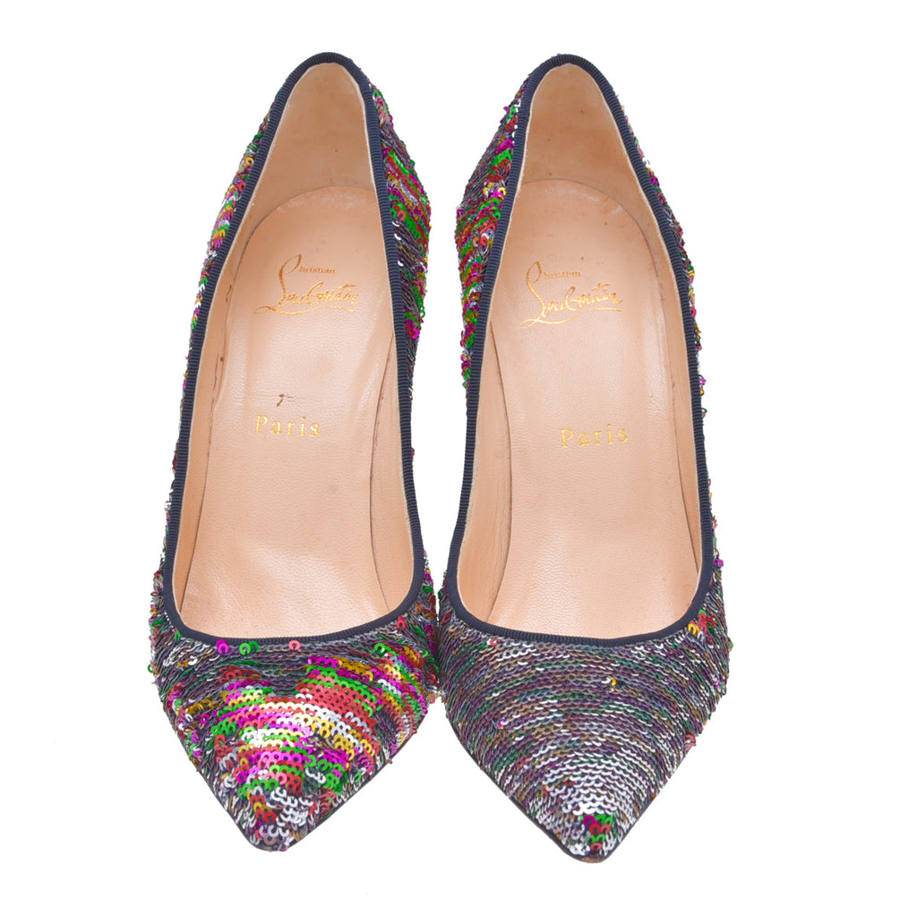 Christian Louboutin Multicolor Sequin Pigalle Follies Stiletto Pump 38
