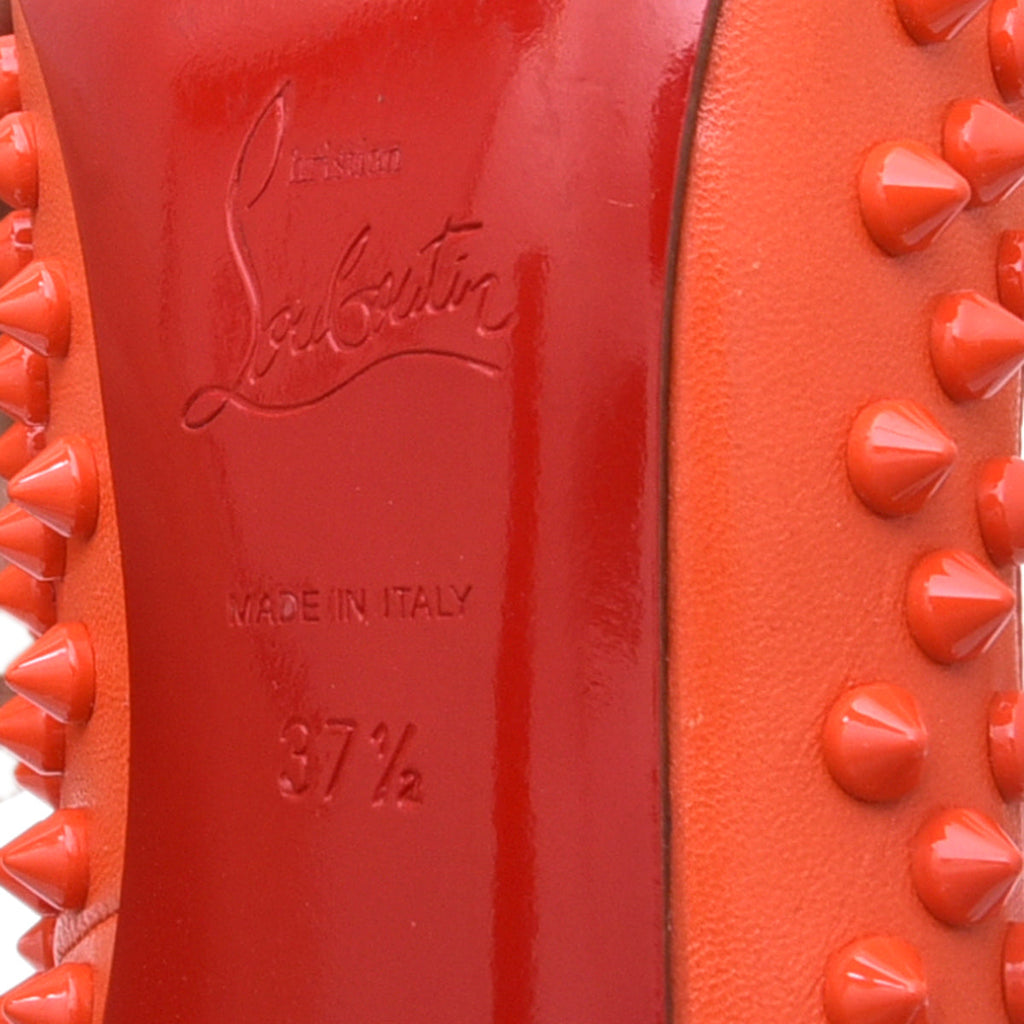Christian Louboutin Orange Pigalle Spikes Pumps 37.5