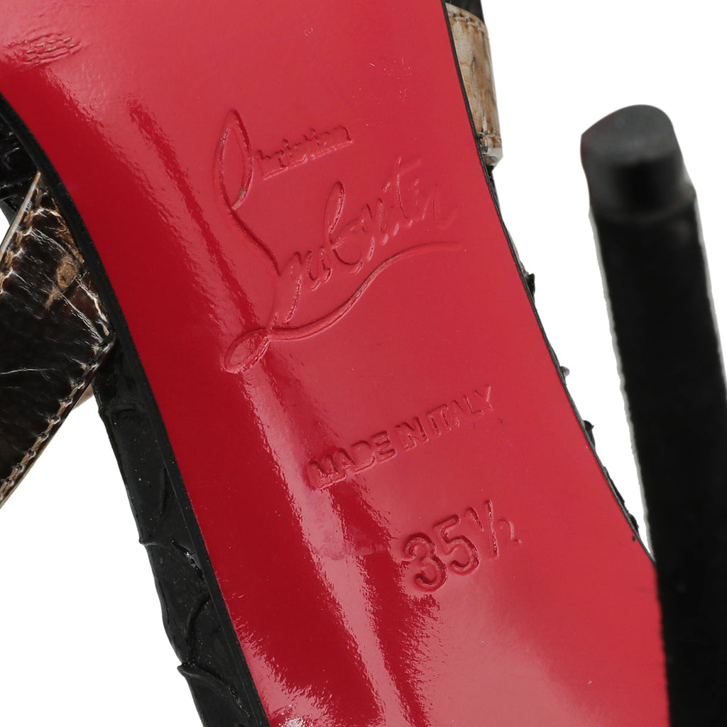 Christian Louboutin Black Python & Suede Maltaise Pumps 35.5