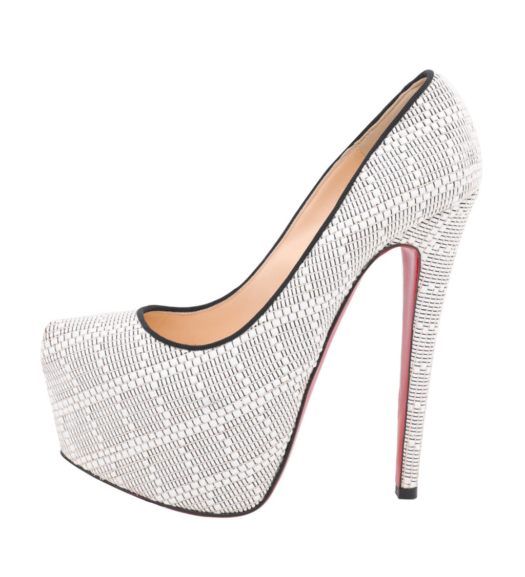 Christian Louboutin Bicolor Raffia Daffodile Platform Pumps 37.5