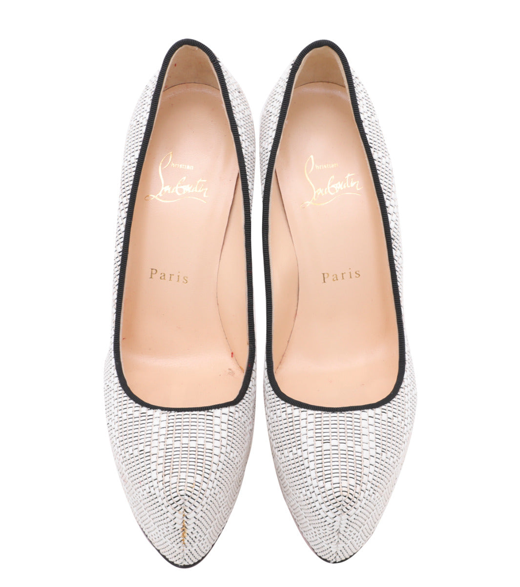 Christian Louboutin Bicolor Raffia Daffodile Platform Pumps 37.5