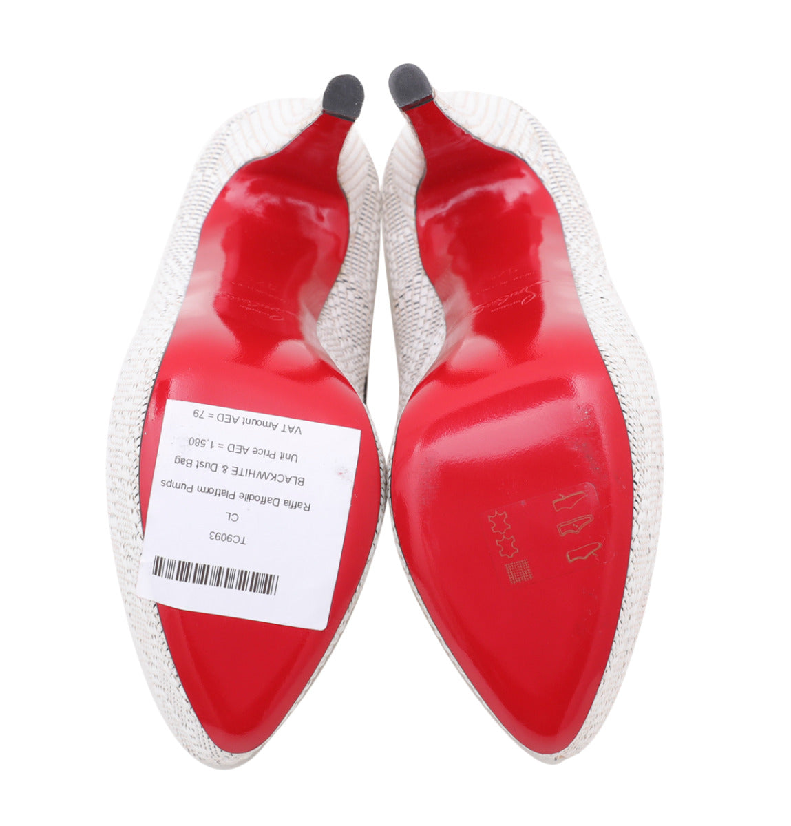 Christian Louboutin Bicolor Raffia Daffodile Platform Pumps 37.5