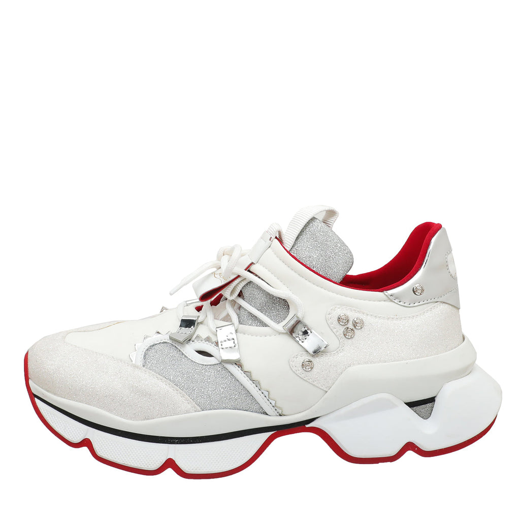 Christian Louboutin Red Glitter Neoprene Runner Donna Sneakers 42