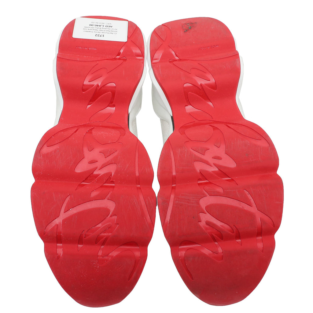 Christian Louboutin Red Glitter Neoprene Runner Donna Sneakers 42