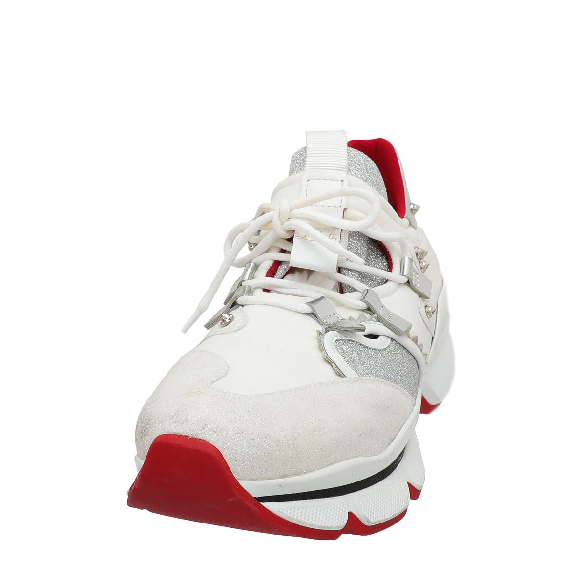 Christian Louboutin Red Glitter Neoprene Runner Donna Sneakers 42