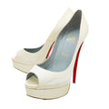 Christian Louboutin Ivory Satin Lady Peep Pumps 37