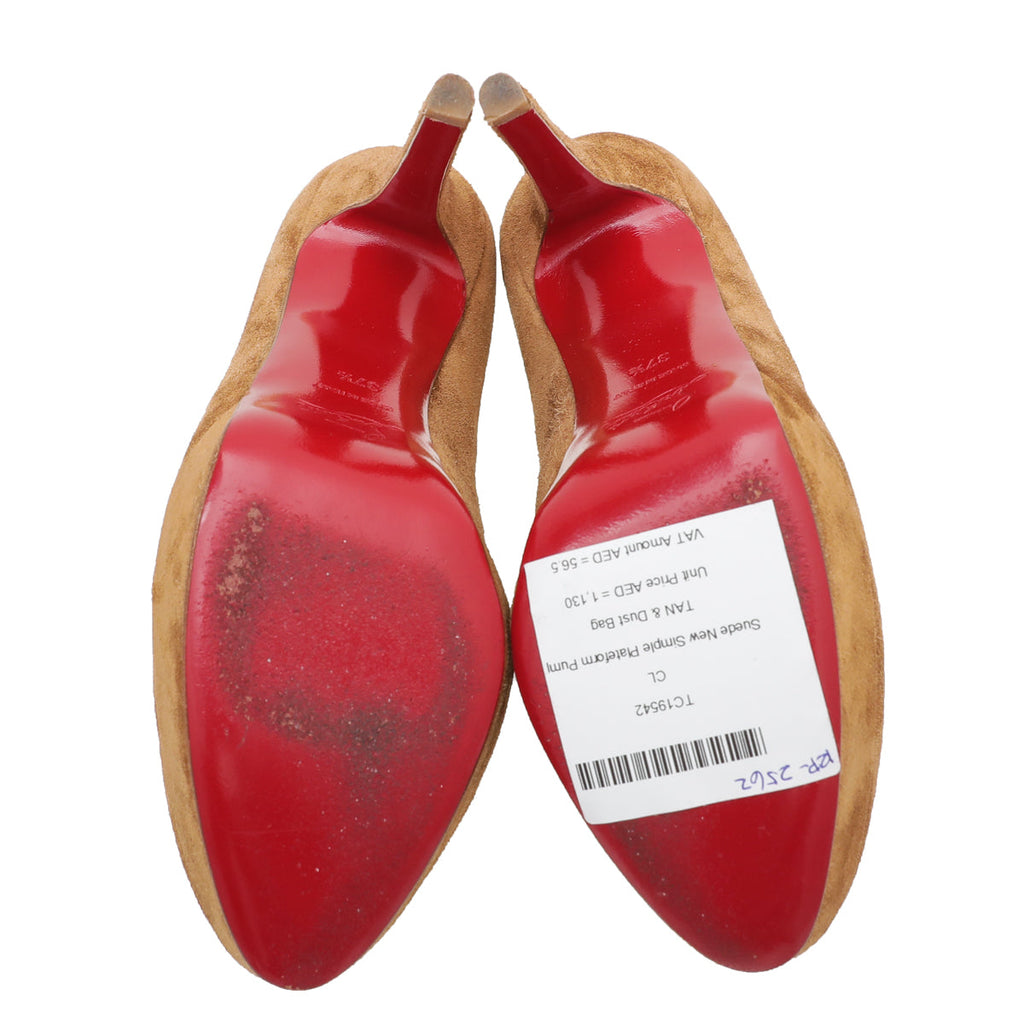Christian Louboutin Tan Suede New Simple Platform Pump 37.5